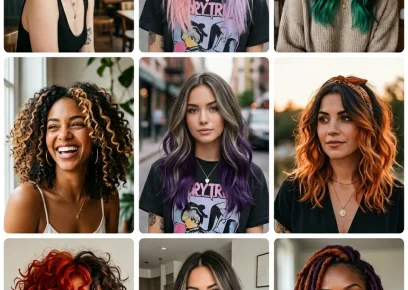 Gemini hair ideas collage with two tone and contrast hairstyles