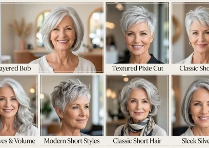 Hairstyles for women over 60 collage with fresh modern haircut ideas