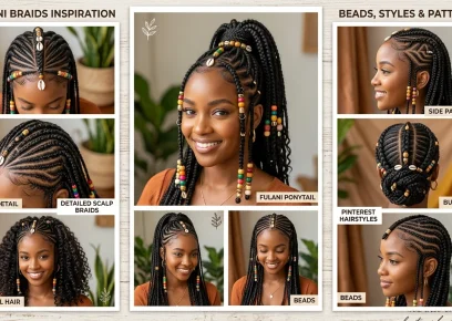 Fulani braids styles collage with traditional and modern braided looks