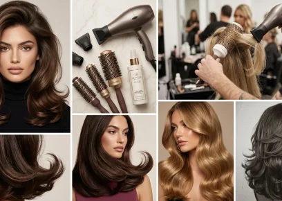 Classic 90s blowout hairstyle with smooth volume and shine