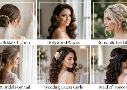 Elegant wedding hairstyles for brides, wedding guests, and maids of honor