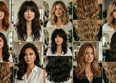 Best hairstyles for oval face shape including long layers, curtain bangs, and butterfly haircut