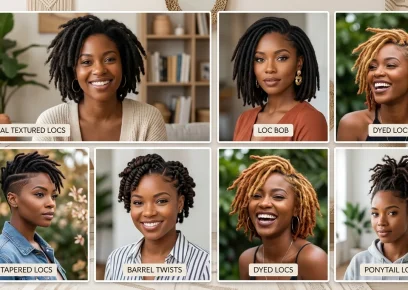 barrel twist short locs, twisted dreadlock sections, protective hairstyle