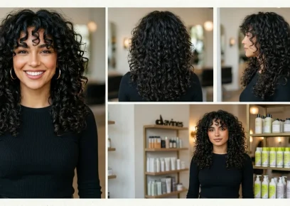 Long layered curly haircut with volume and shape