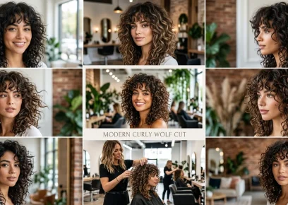 Modern curly wolf cut with layered natural curls and volume