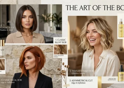 Women showcasing classic, textured, and asymmetrical bob haircut variations in 2025.