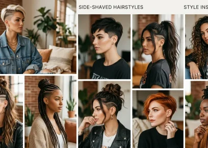 Side shaved hairstyles collage with bold and balanced looks