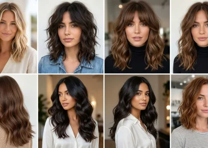 Wavy hair hairstyles collage with soft natural textured waves