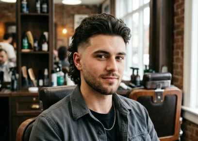 Faded mullet haircut for men with modern clean style